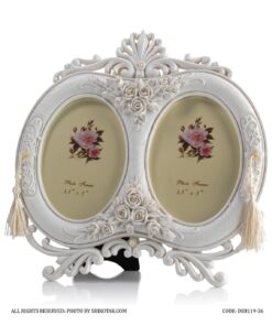 قاب عکس سفید دوتایی مدل تاج دار