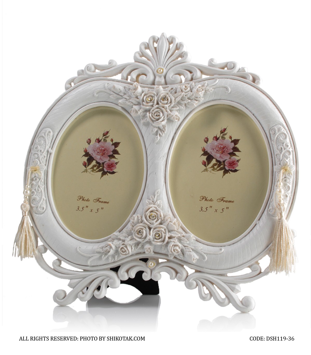 قاب عکس سفید دوتایی مدل تاج دار