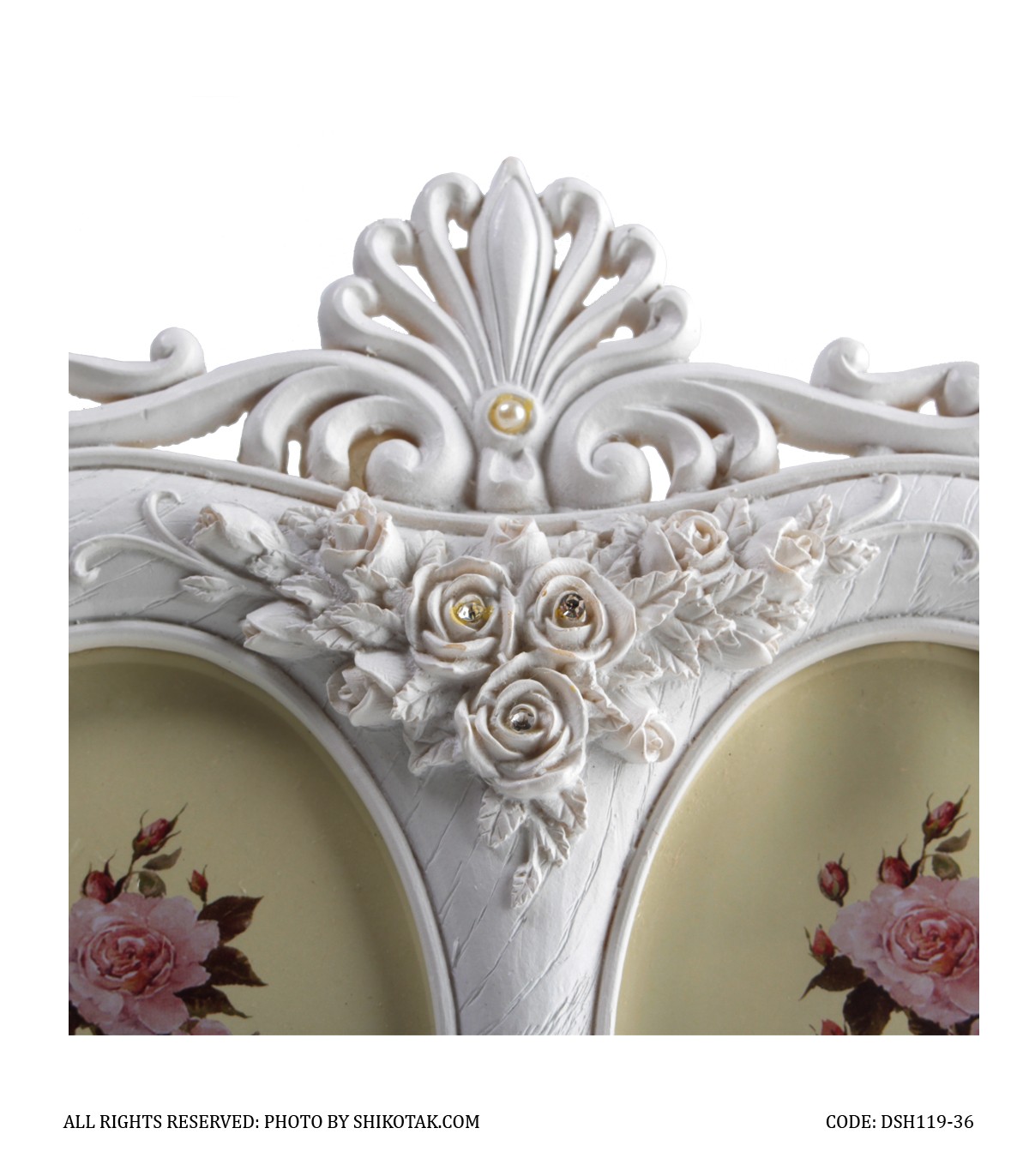 قاب عکس سفید دوتایی مدل تاج دار