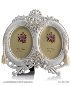 قاب عکس سفید دوتایی مدل تاج دار