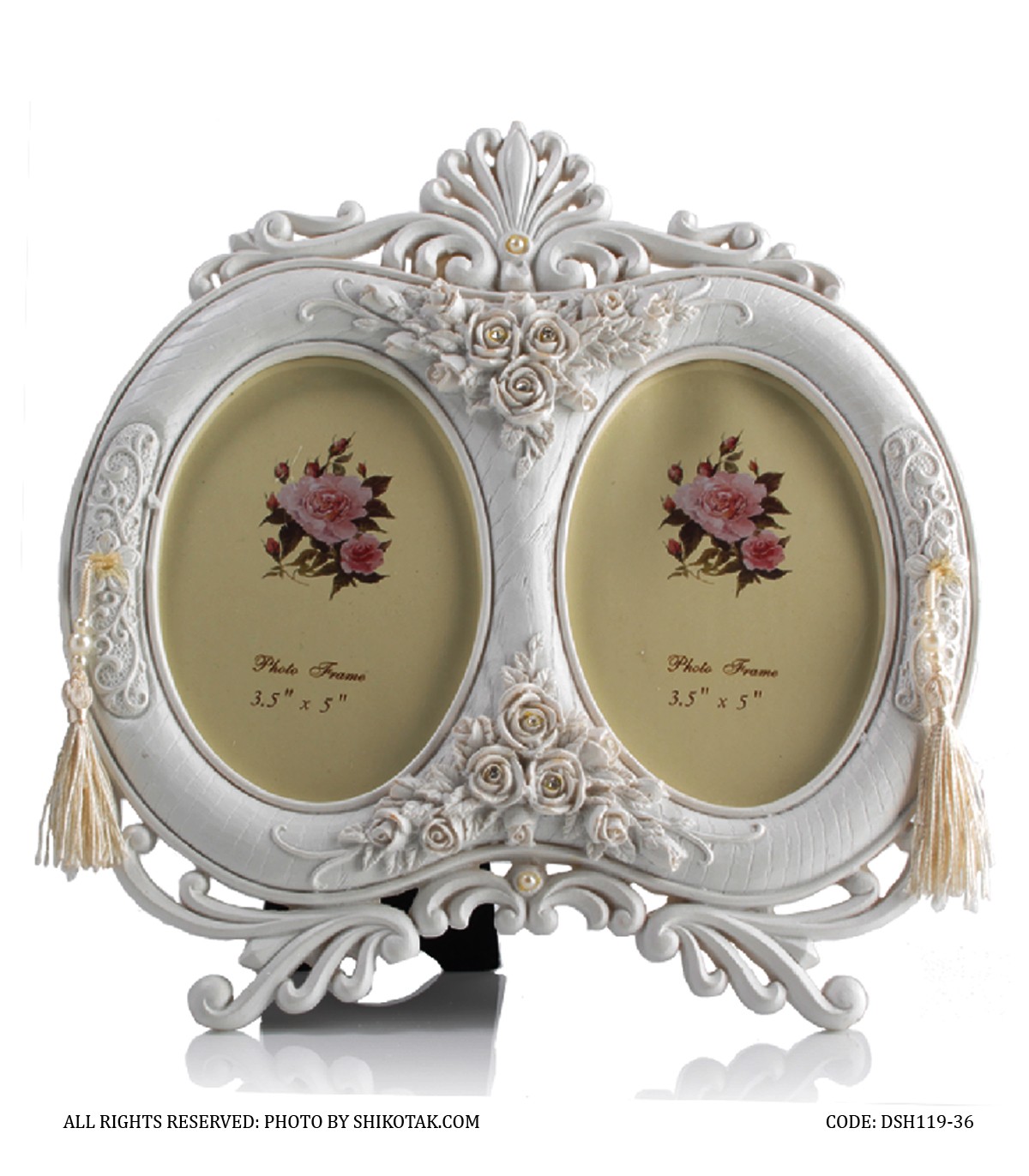قاب عکس سفید دوتایی مدل تاج دار
