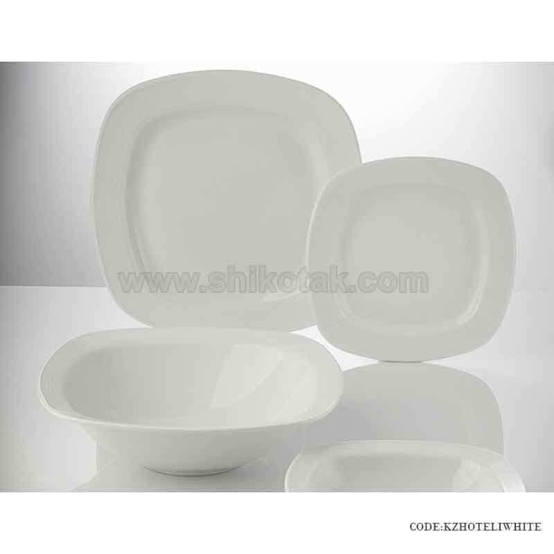 سرویس 12نفره هتلی چینی زرین طرح سفید