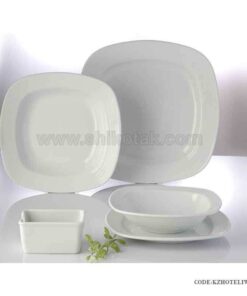 سرویس 12نفره هتلی چینی زرین طرح سفید