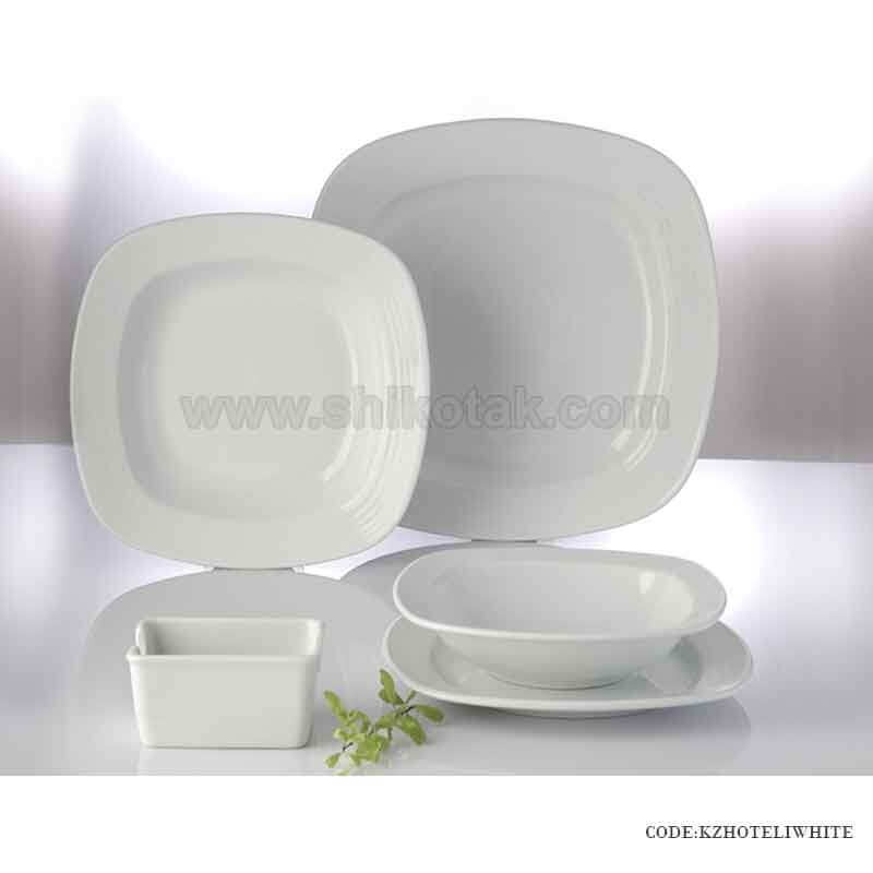 سرویس 12نفره هتلی چینی زرین طرح سفید