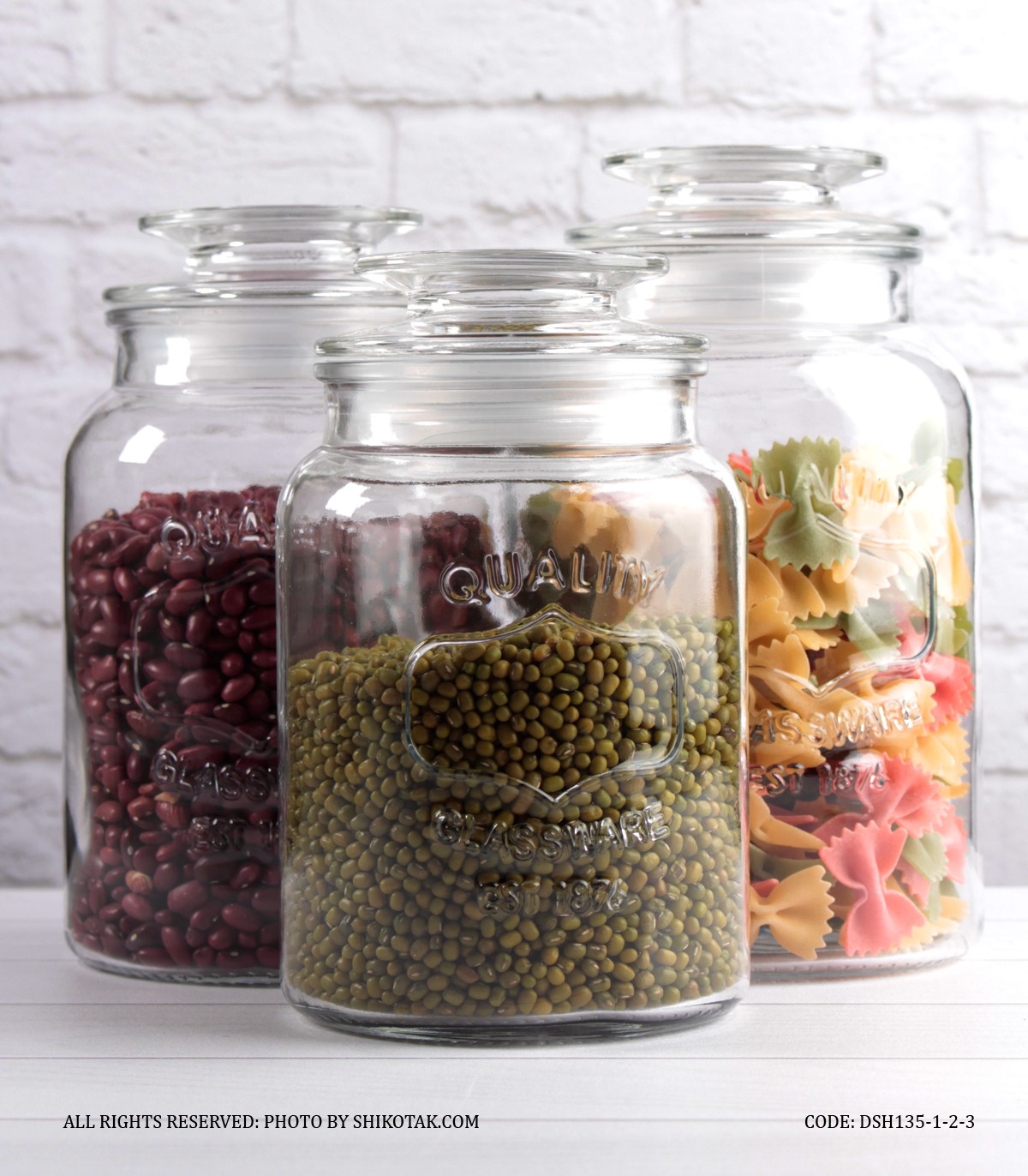 بانکه حبوبات شیشه ای سه سایز