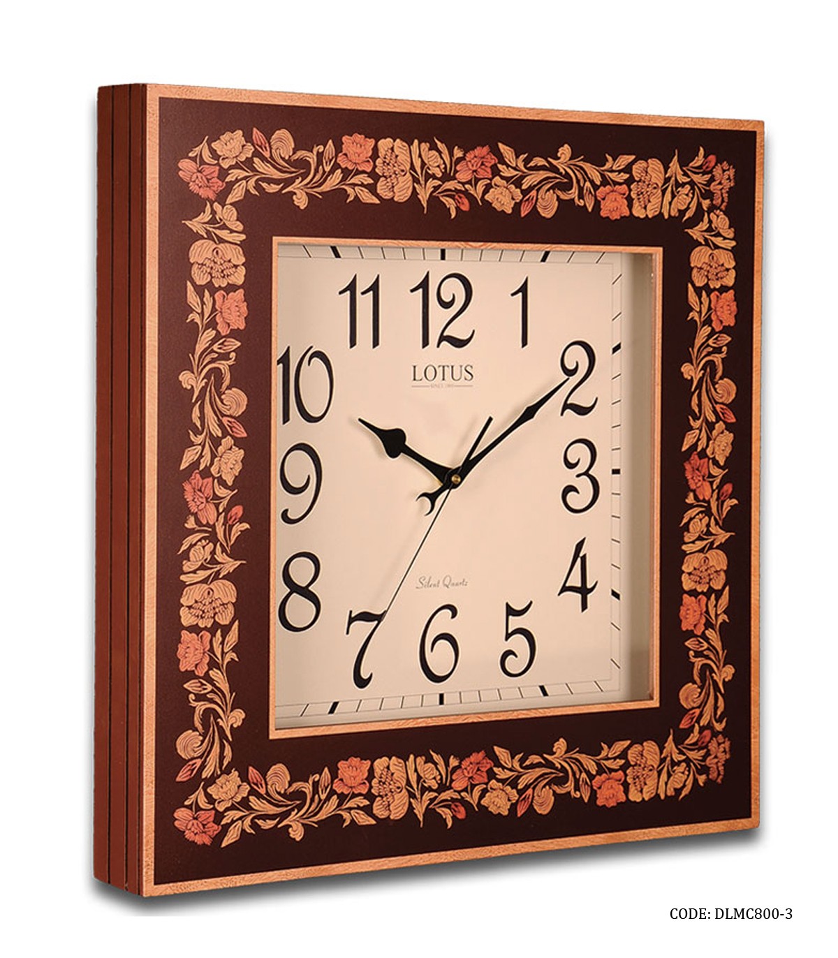 ساعت دیواری چوبی مربع طرح معرق