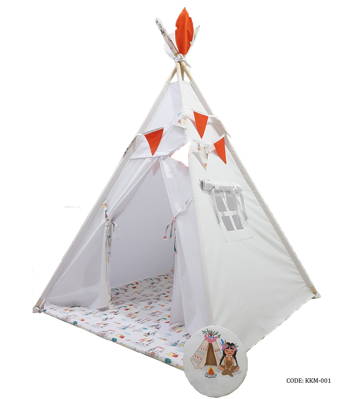 چادر سرخپوستی کودک طرح ابر سفید