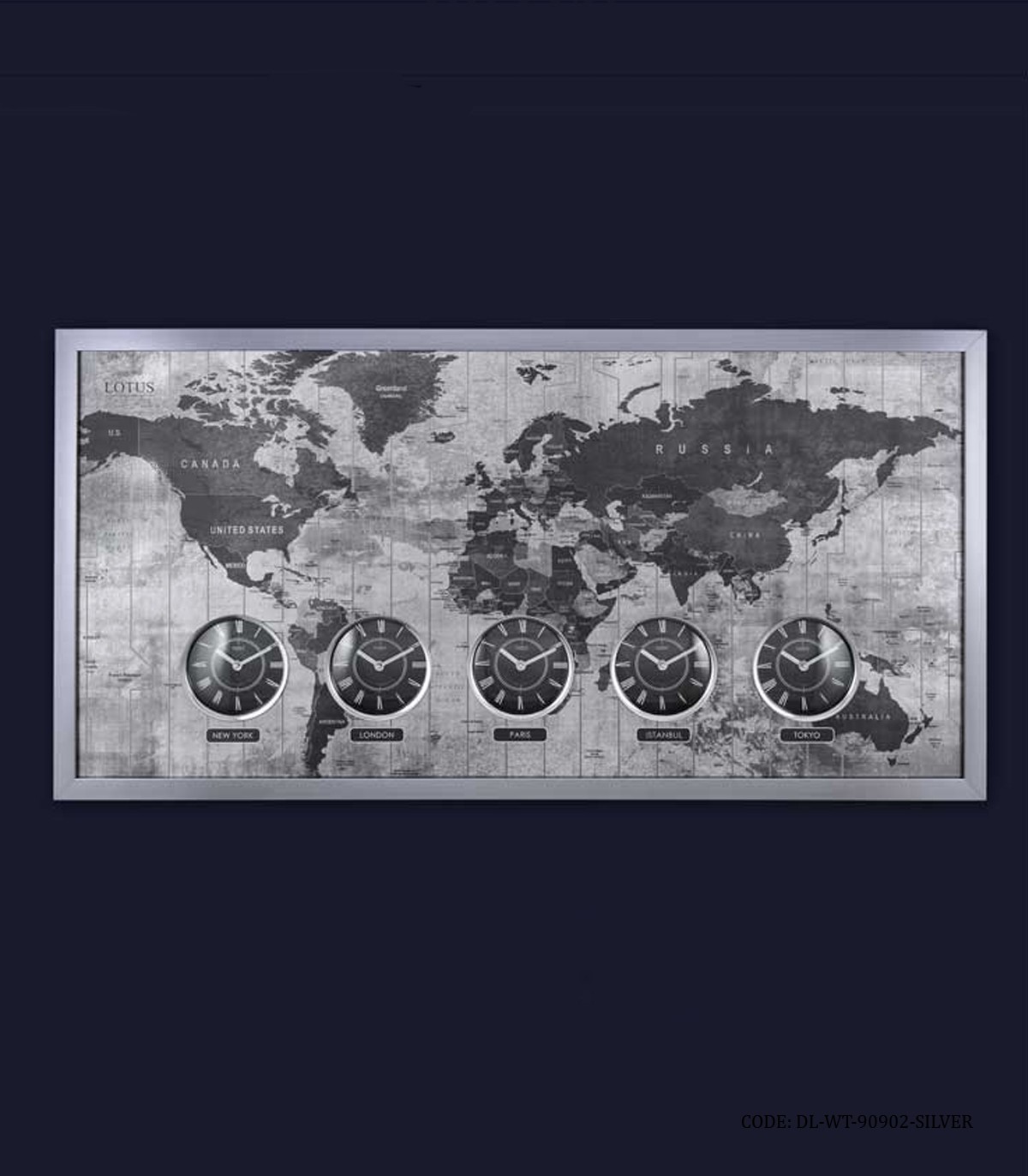 ساعت دیواری چوبی هتلی چندزمانه مدل SILVER