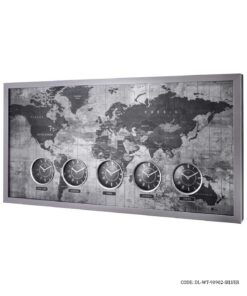 ساعت دیواری چوبی هتلی چندزمانه مدل SILVER