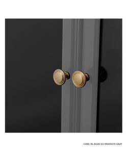 کتابخانه چوبی طوسی ساعت دار با درب شیشه ای مدل WOODLYN