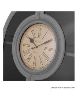 کتابخانه چوبی طوسی ساعت دار با درب شیشه ای مدل WOODLYN