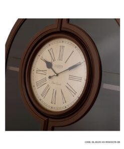 ویترین کتابخانه چوبی ساعت دار قهوه ای با درب شیشه ای مدل WOODLYN