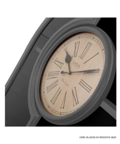 کتابخانه چوبی طوسی ساعت دار با درب شیشه ای مدل WOODLYN