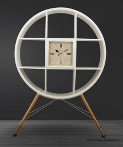 ویترین و کتابخانه گرد چوبی ساعت دار مدل WESTVILLE