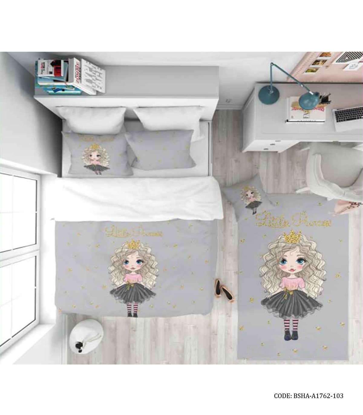 ست روتختی دخترانه طرح PRINCESS طوسی