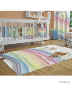 ست لحاف روتختی نوزاد طرح خرس رنگین کمانی