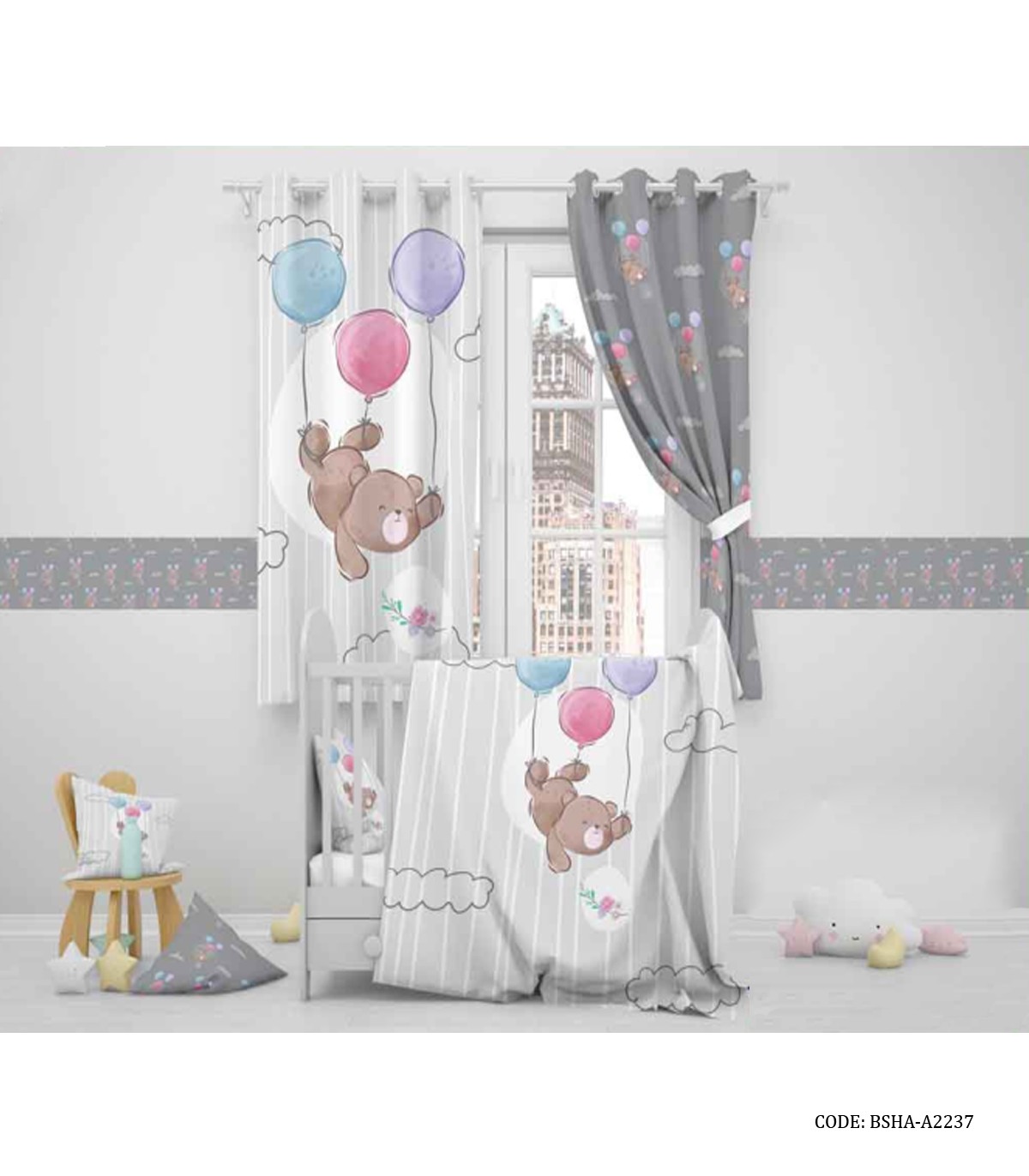 روتختی نوزاد دخترانه و پسرانه طرح خرس و بادکنک