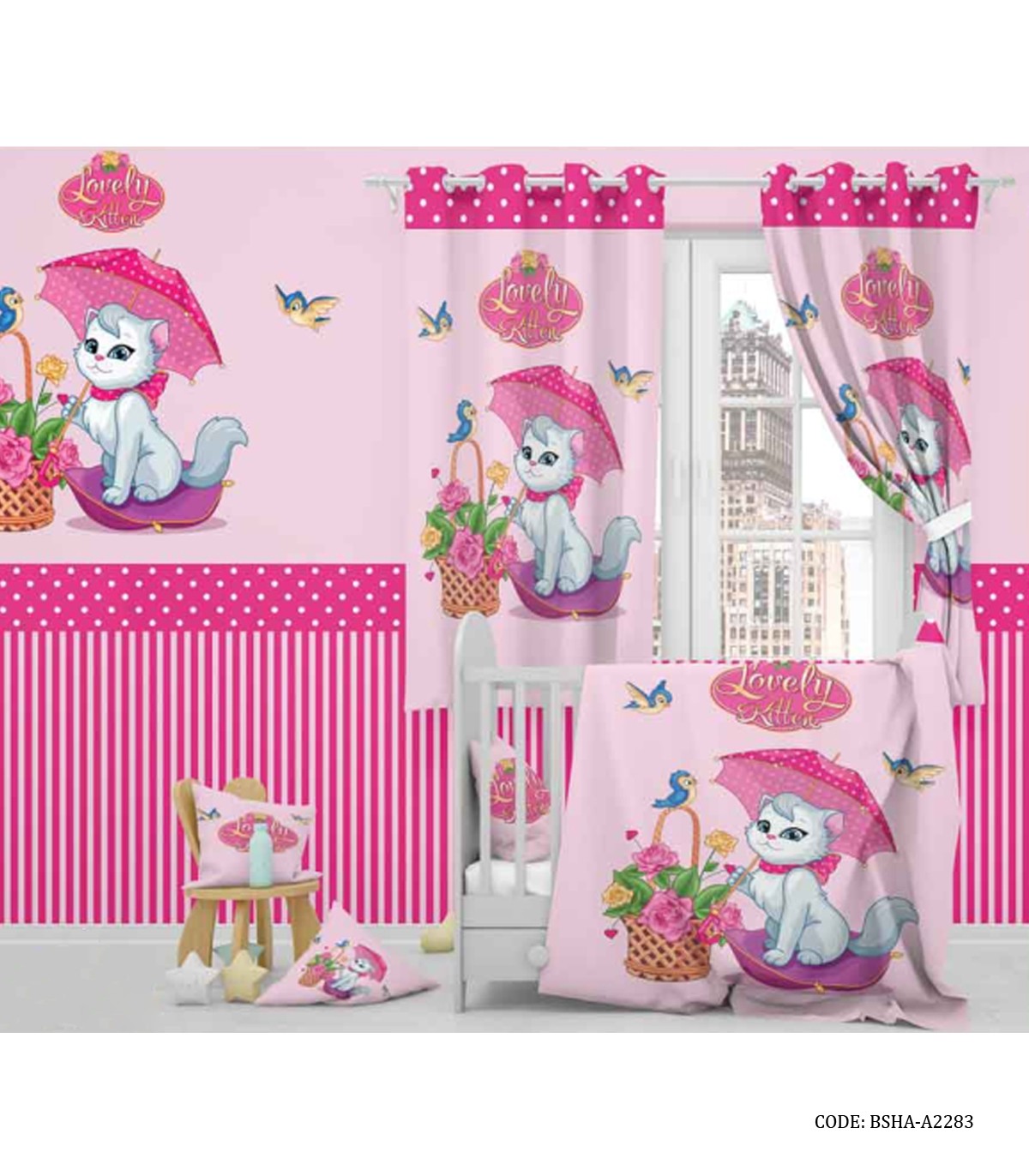 ست روتختی نوزادی دخترانه طرح گربه لوسی