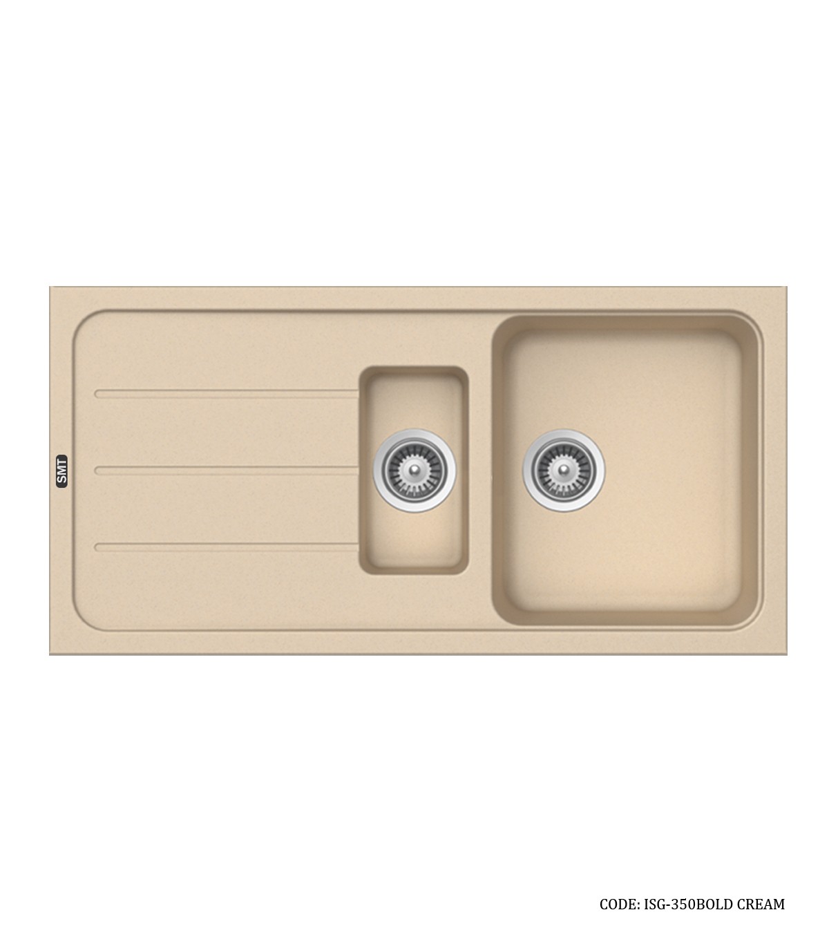 سینک گرانیتی توکار کرم دو لگنه SMT  مدل 350