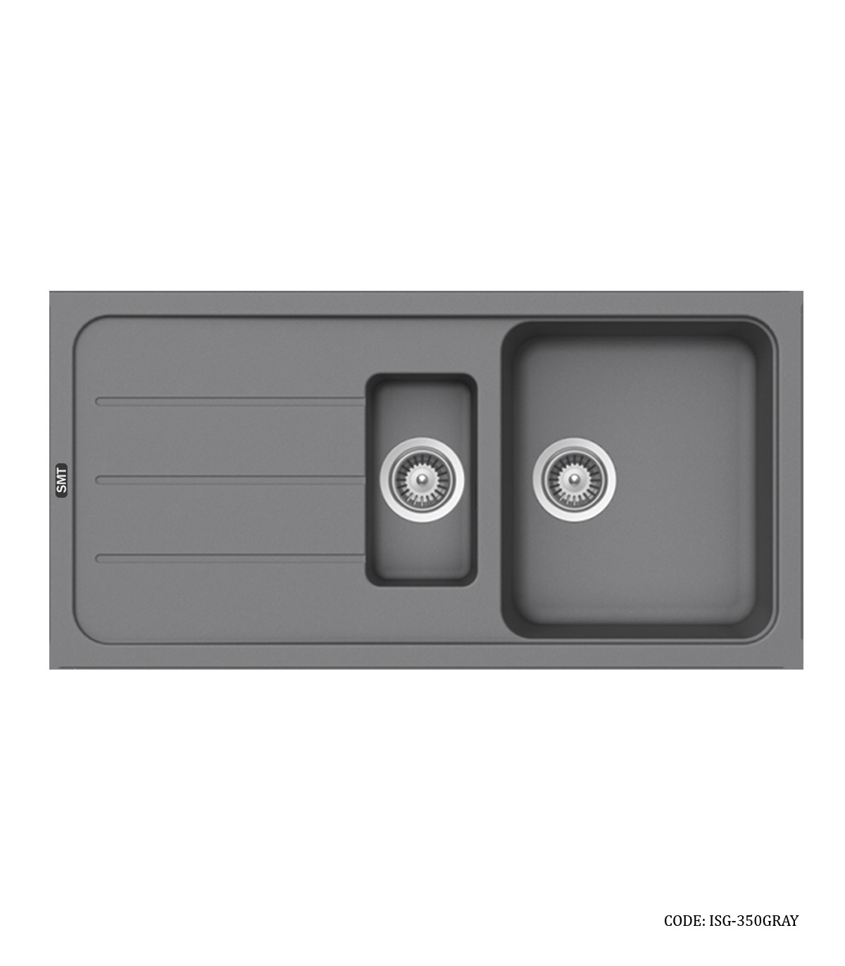 سینک گرانیتی توکار طوسی دو لگنه SMT  مدل 350