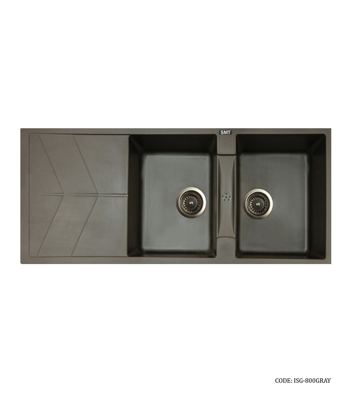 سینک گرانیتی توکار طوسی دو لگنه SMT مدل 800