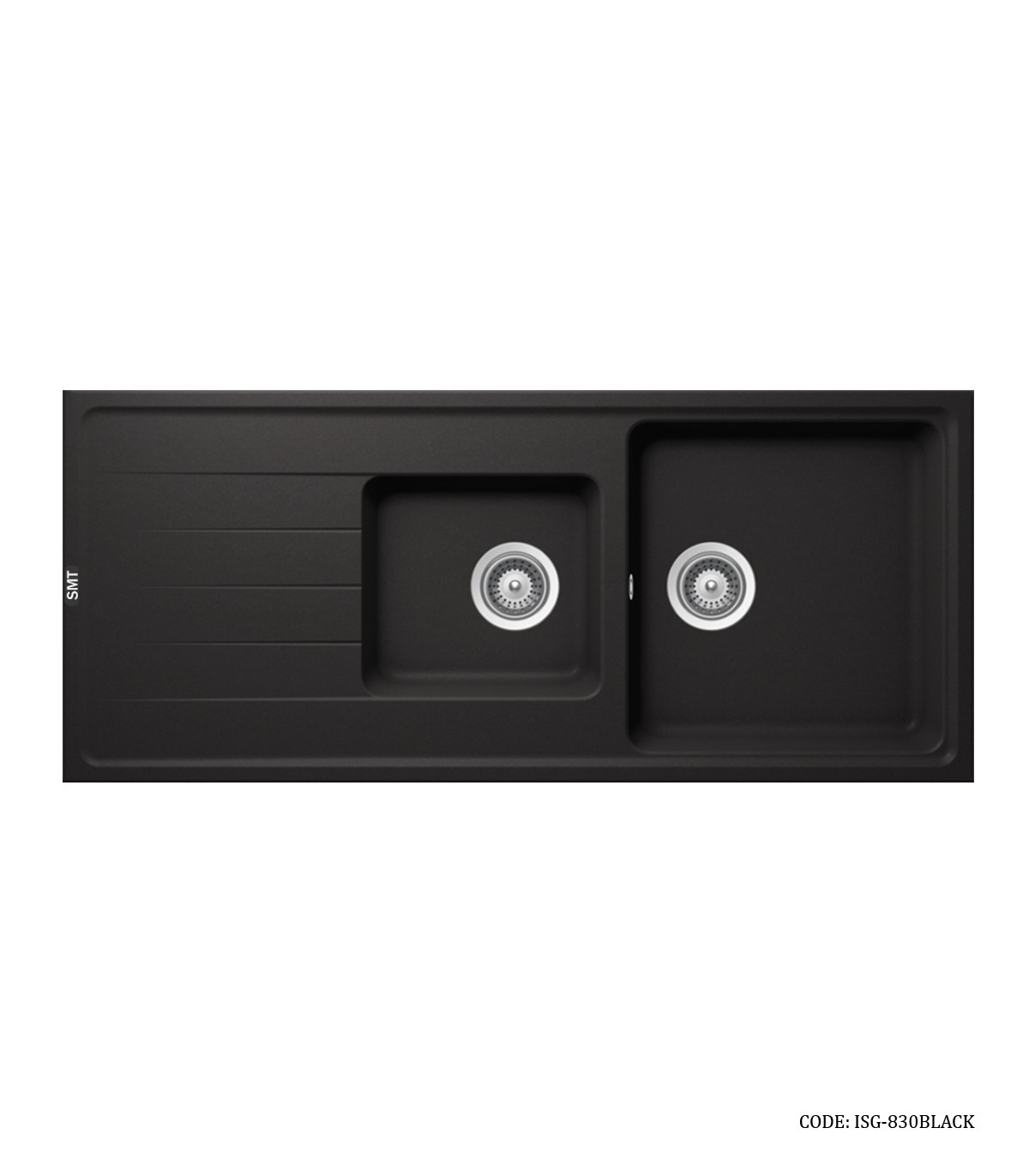 سینک ظرفشویی گرانیتی مشکی توکار دو لگنه SMT  مدل 830