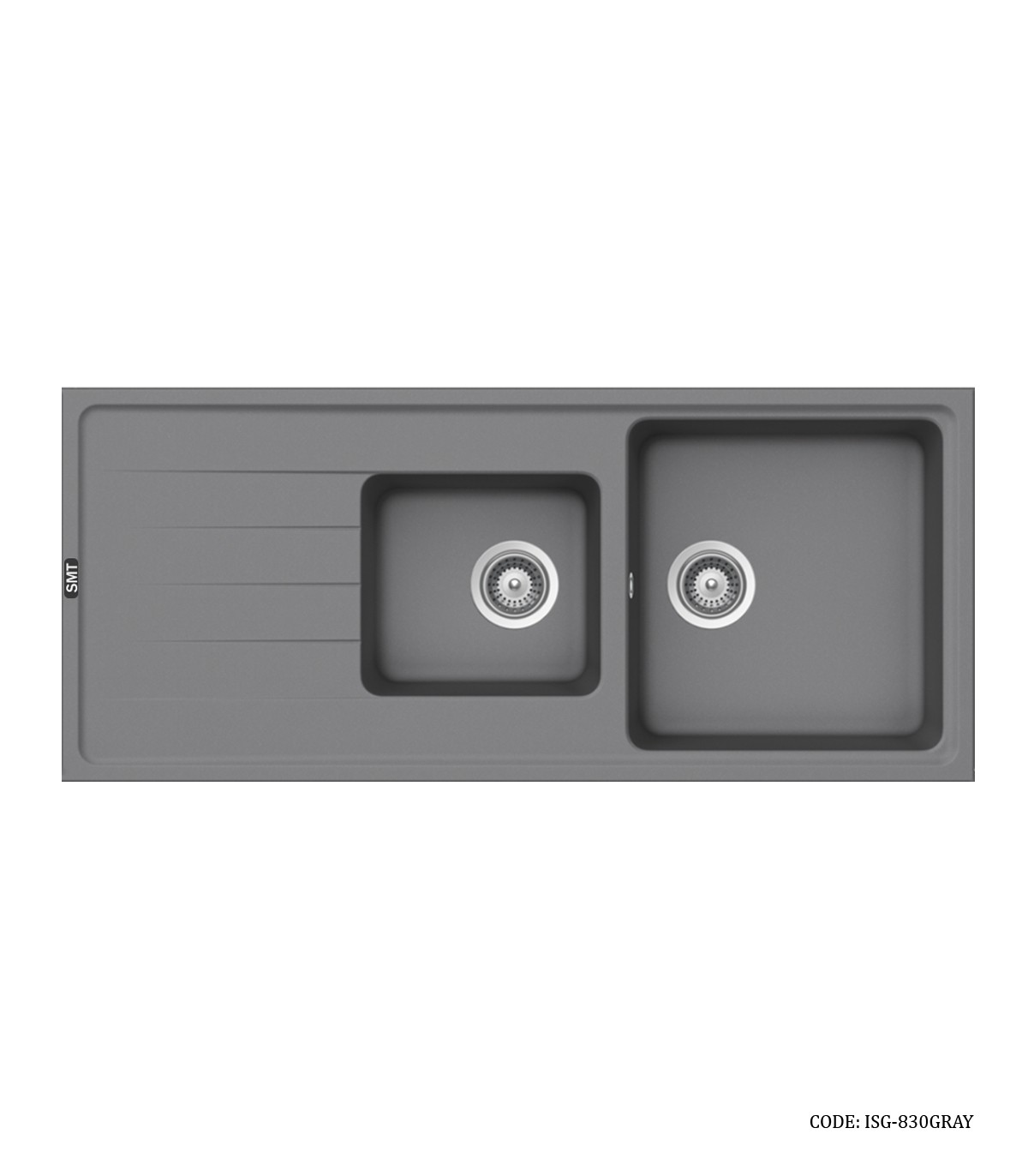 سینک ظرفشویی گرانیتی طوسی توکار دو لگنه SMT  مدل 830