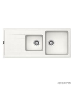 سینک ظرفشویی گرانیتی سفید توکار دو لگنه SMT  مدل 830