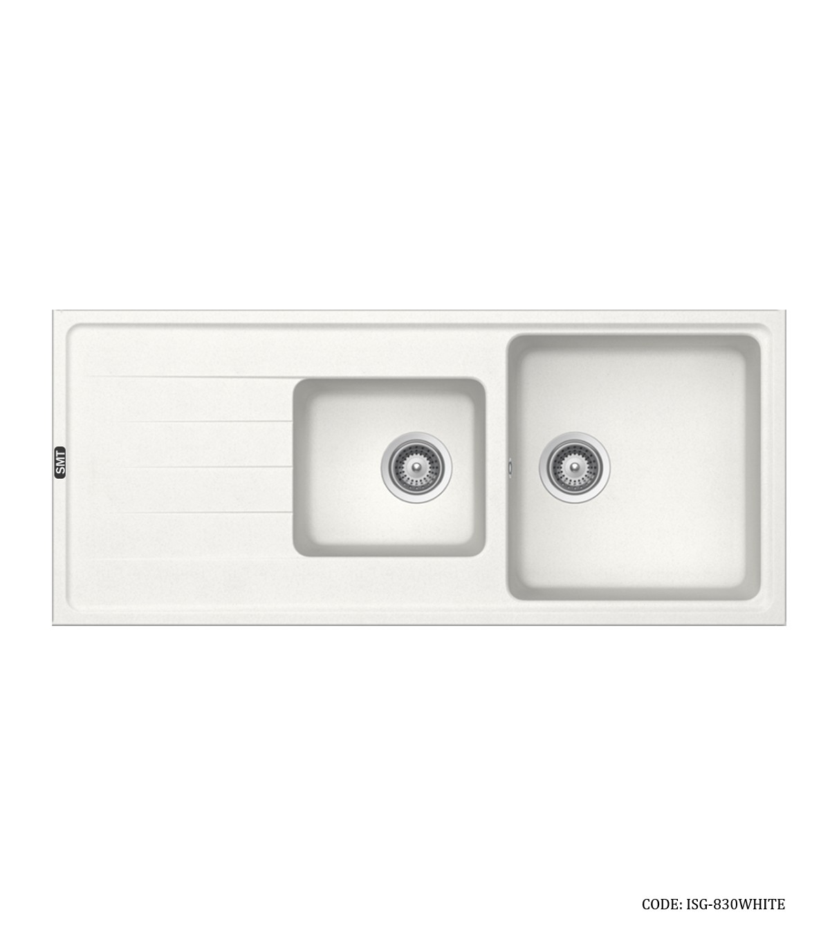 سینک ظرفشویی گرانیتی سفید توکار دو لگنه SMT  مدل 830