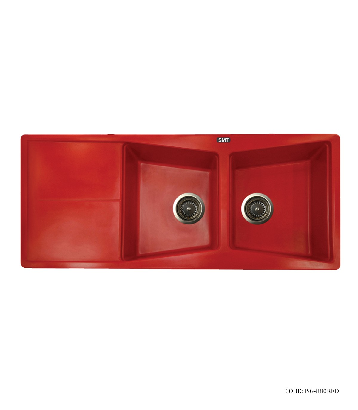 سینک ظرفشویی گرانیتی قرمز توکار دو لگنه SMT  مدل 880