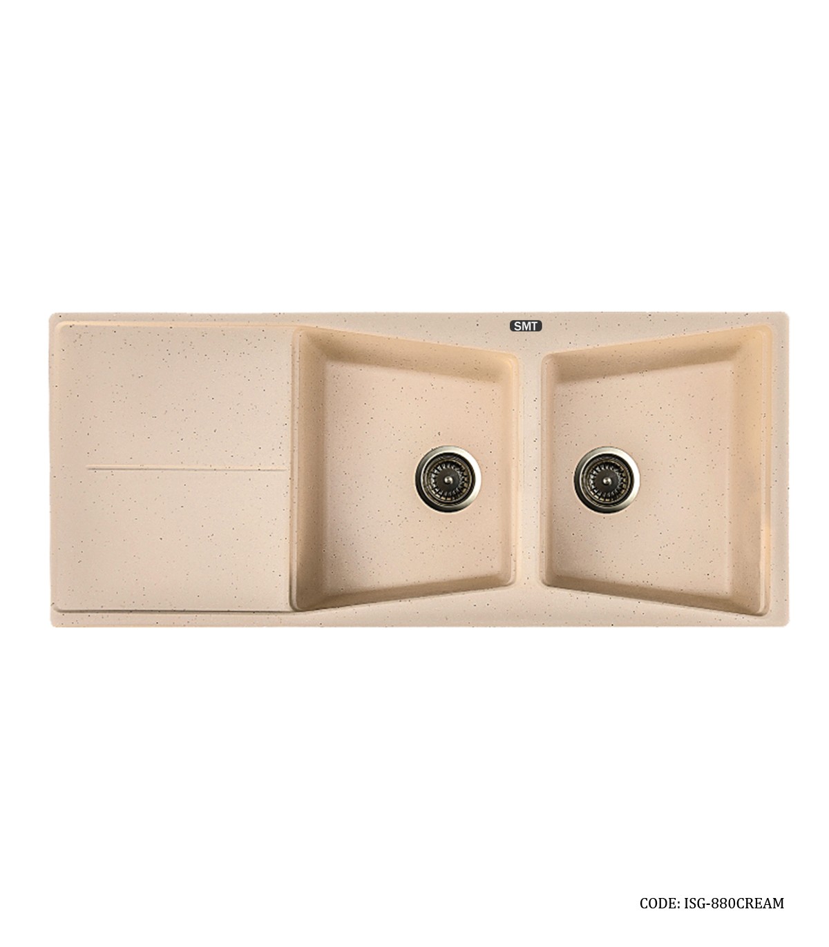 سینک ظرفشویی گرانیتی کرم توکار دو لگنه SMT  مدل 880
