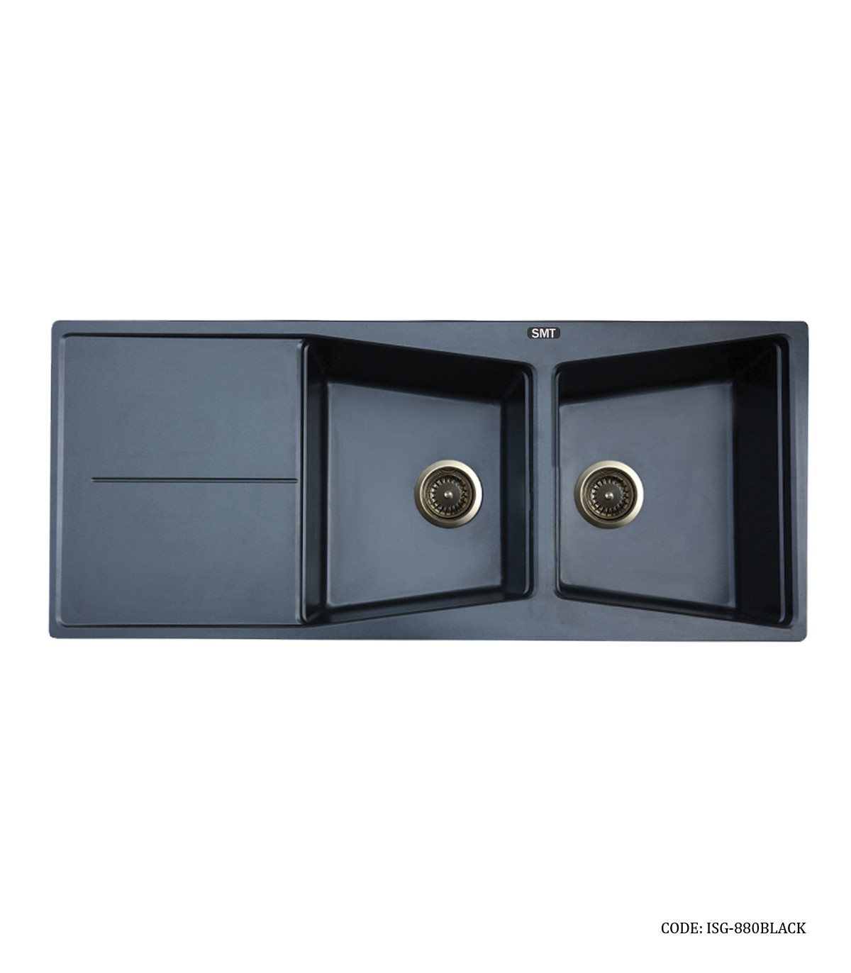 سینک ظرفشویی گرانیتی مشکی توکار دو لگنه SMT  مدل 880