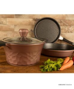 سرویس قابلمه گرانیتی 15 پارچه رزگلد