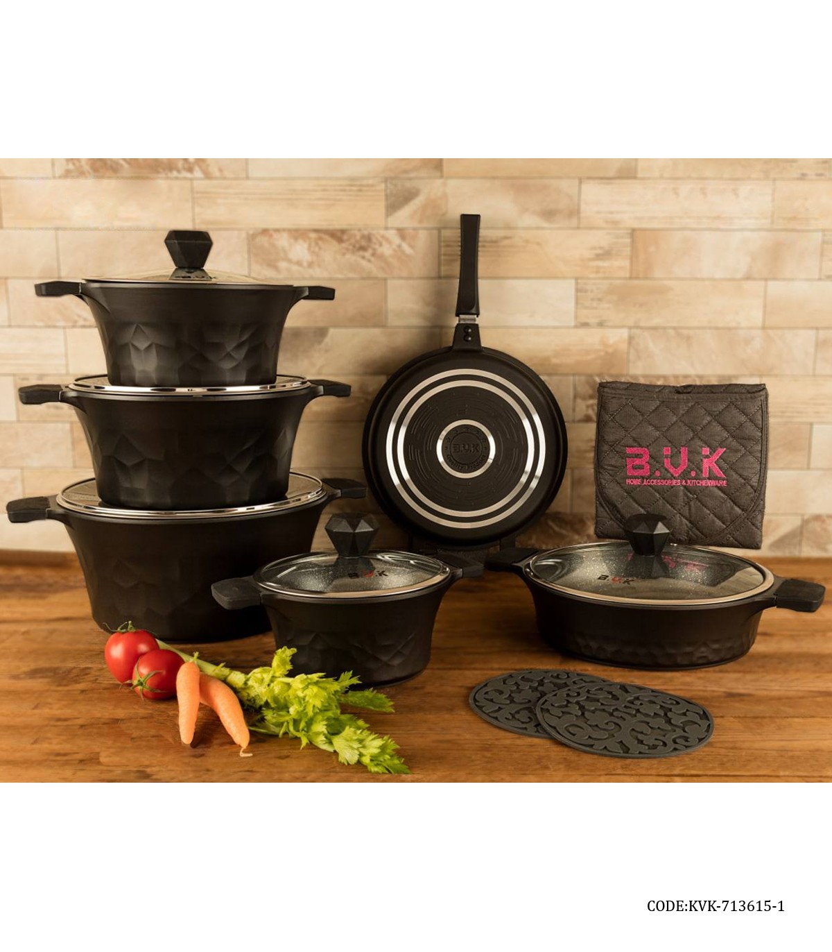 سرویس قابلمه گرانیتی 15 پارچه مشکی