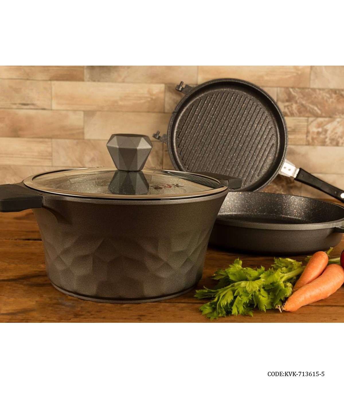 سرویس قابلمه گرانیتی 15 پارچه دودی