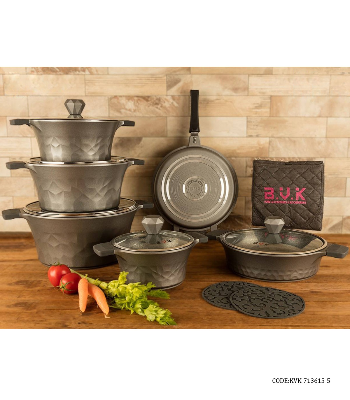 سرویس قابلمه گرانیتی 15 پارچه دودی