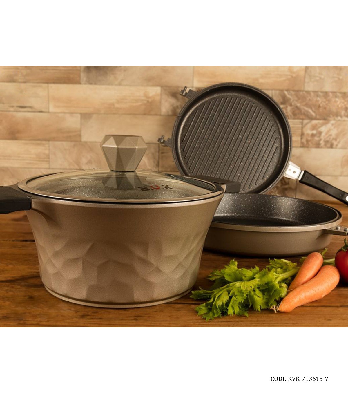 سرویس قابلمه گرانیتی 15 پارچه بژ