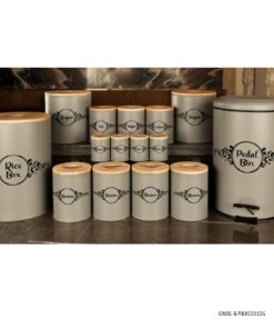 سرویس آشپزخانه درب چوبی 30 تکه طوسی مدل PANTHER WHITE