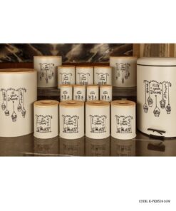 سرویس سطل برنج سفید درب چوبی 30 تکه سفید مدل DREAM