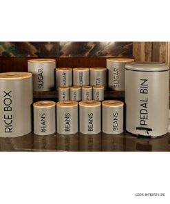 سرویس آشپزخانه فلزی درب چوبی 30 تکه طوسی مدل SMART