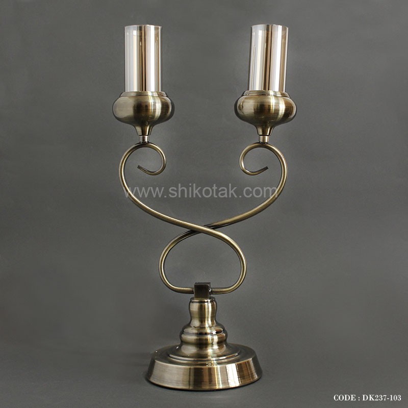 شمعدان فلزی برنزی روشا