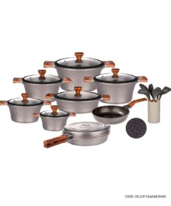 سرویس قابلمه گرانیتی 23 پارچه کاندید مدل سزار رنگ دودی