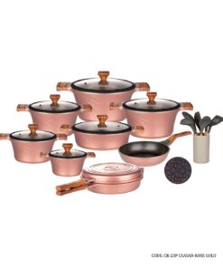 سرویس قابلمه گرانیتی 23 پارچه کاندید مدل سزار رنگ رزگلد