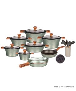 سرویس قابلمه گرانیتی 23 پارچه کاندید مدل سزار رنگ سبز کیهانی