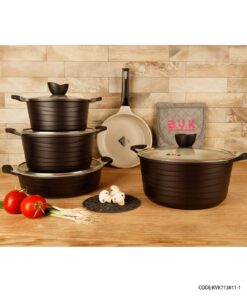 سرویس قابلمه گرانیتی 11 پارچه BVK رنگ مشکی