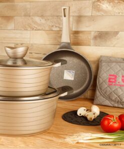 سرویس قابلمه گرانیتی 11 پارچه BVK رنگ بژ