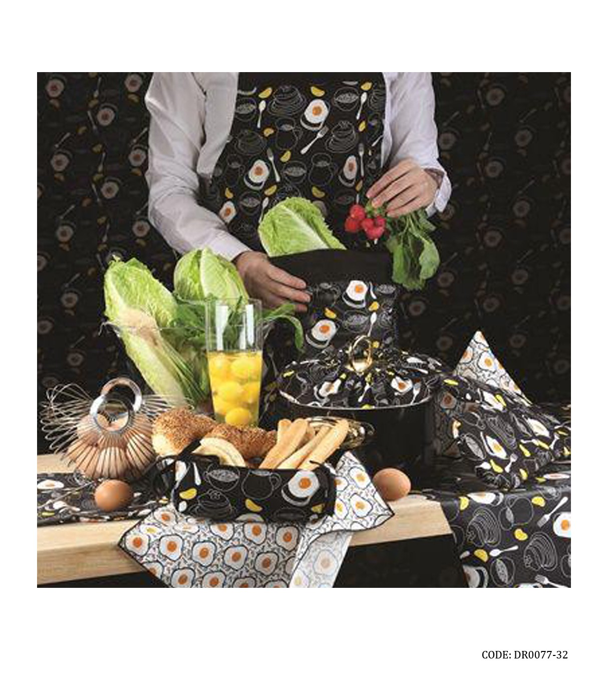 سرویس آشپزخانه عروس- 22 تکه پارچه ای طرح نیمرو