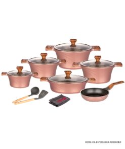 سرویس قابلمه گرانیتی 14پارچه کاندید مدل سزار رنگ رزگلد