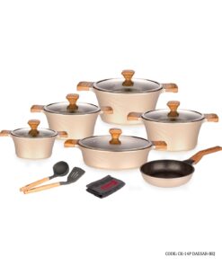 سرویس قابلمه گرانیتی 14پارچه کاندید مدل سزار رنگ کرم