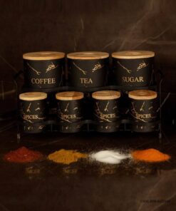 ست پاسماوری استند دار فلزی 15 تکه BVK طرح Marble مشکی